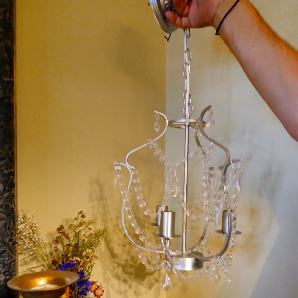 Elegant Silver Chandelier with Crystal Accents